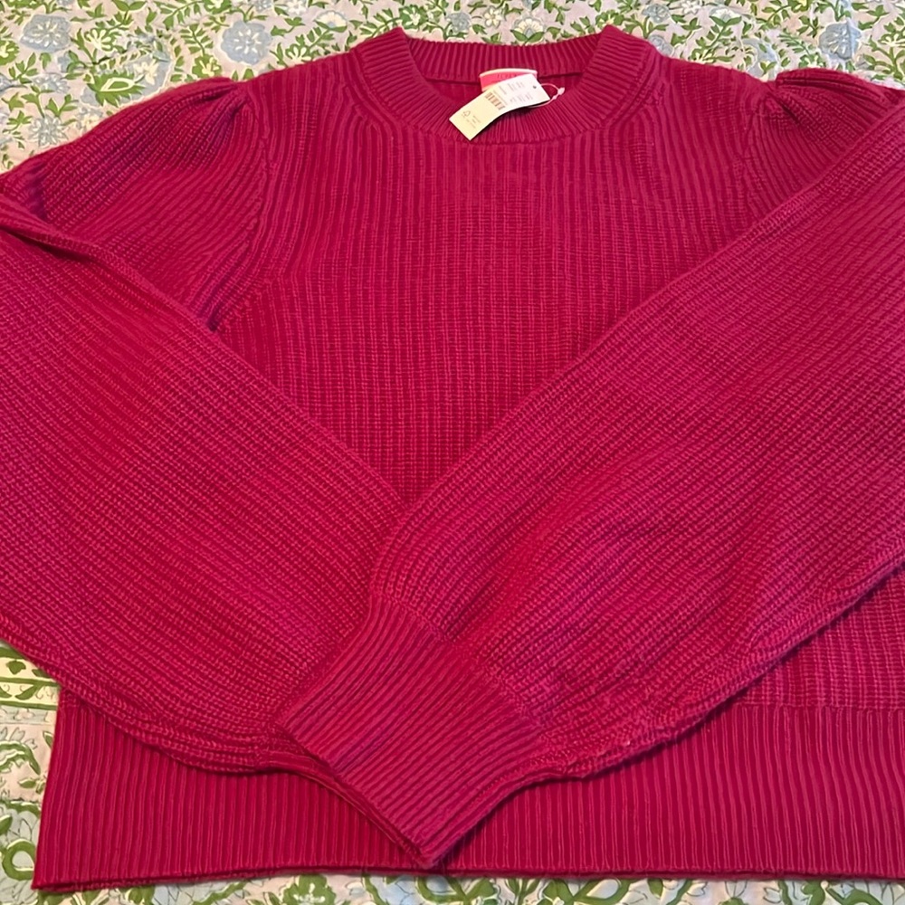 Jcrew puffed sleeve cashmere sweater